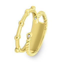 Splendido anello placcato in oro con zirconi RI094Y