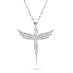 Půvabný stříbrný náhrdelník Andělíček se zirkony NCL132W