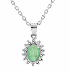 Pôvabný strieborný náhrdelník so smaragdom CL-FS-5626E (retiazka, prívesok)