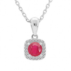 Pôvabný strieborný náhrdelník s rubínom CL-FS-5658R (retiazka, prívesok)