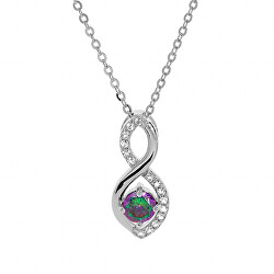 Půvabný stříbrný náhrdelník s topazem Mystic Stone SP08340 (řetízek, přívěsek)