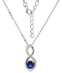 Půvabný stříbrný náhrdelník se safírem SP08340B (řetízek, přívěsek)