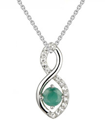 Pôvabný strieborný náhrdelník so smaragdom SP08340D (retiazka, prívesok)
