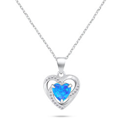 Pôvabný strieborný náhrdelník Srdce s opálom NCL154WB