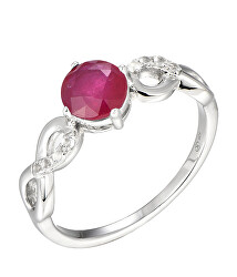 Pôvabný strieborný prsteň s rubínom Precious Stone ML00713H