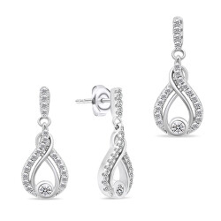 Půvabný stříbrný set šperků se zirkony SET223W (náušnice, přívěsek)