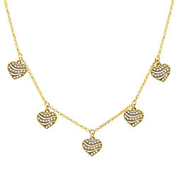Romantický pozlátený náhrdelník so srdiečkami NCL11Y