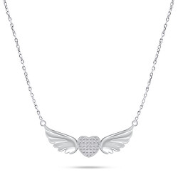Romantický stříbrný náhrdelník srdce s křídly NCL85W