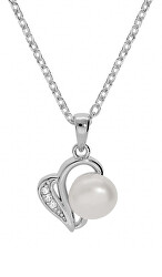 Romantický stříbrný náhrdelník s pravou perlou SPD0721A (řetízek, přívěsek)
