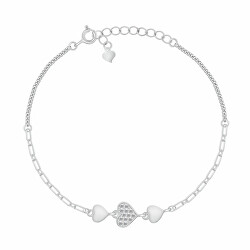 Bracciale romantico in argento con cuoricini BRC161W