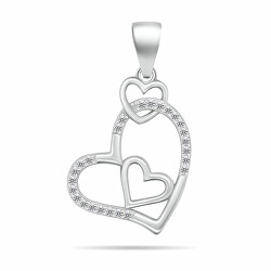 Romanticpandantiv inimă,de argint cu zirconii PT12W