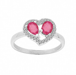 Gyengéd ezüst gyűrű rubinokkal R-FS-5648R