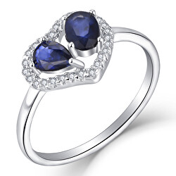 Romantický strieborný prsteň so zafírmi R-FS-5648S