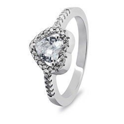 Romantický stříbrný prsten se srdíčkem RI020W
