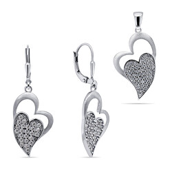 Romantický stříbrný set šperků SET206W (přívěsek, náušnice)