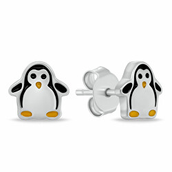 Simpatici orecchini in argento Pinguino EA1110W