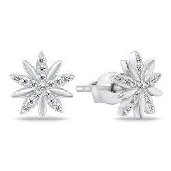 Discreti orecchini in argento con fiori di zirconi EA511W