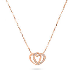 Slušivý bronzový náhrdelník srdce se zirkony NCL83R