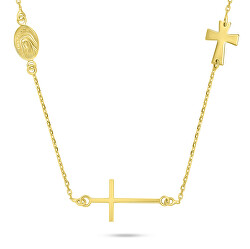Slušivý pozlátený náhrdelník s krížom NCL108Y