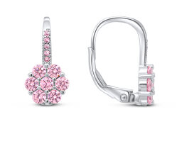 Silber Ohrringe Blumen mit rosa Zirkonen EA15