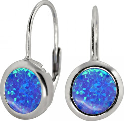 Silber Ohrringe mit synthetischen Opalen SEJ48_BLUE
