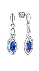 Silberne Ohrhänger mit blauen Kristallen  436 001 00573 04