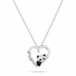 Collana in argento da donna Cuore con panda NCL183W