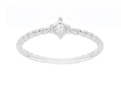 Stříbrný minimalistický prsten se zirkonem GR022W