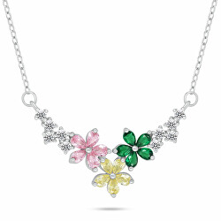 Collana in argento Fiori colorati con zirconi NCL173WRBW