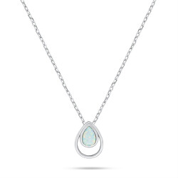 Collana in argento con opale sintetico bianco NCL190W