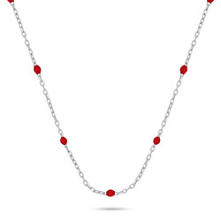 Silberne Halskette mit roten Perlen NCL112WR