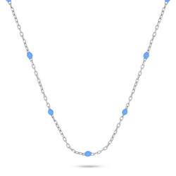 Stříbrný náhrdelník s modrými kuličkami NCL112WTQ