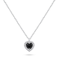 Stříbrný náhrdelník Srdce s černým zirkonem NCL158WBC