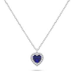 Stříbrný náhrdelník Srdce s modrým zirkonem NCL158WB
