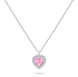 Strieborný náhrdelník Srdce s ružovým zirkónom NCL158WP