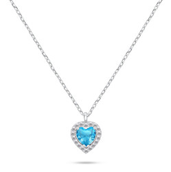 Stříbrný náhrdelník Srdce se světle modrým zirkonem NCL158WAQ