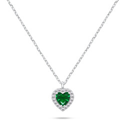 Strieborný náhrdelník Srdce so zeleným zirkónom NCL158WG