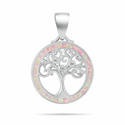 Ciondolo in argento Albero della Vita con zirconi e opale rosa PT137WP