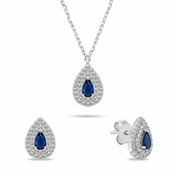 Stříbrný set šperků se zirkony Tear Drop SET284WB (náhrdelník, náušnice)