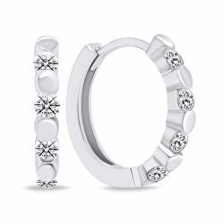 Orecchini a cerchio in argento con zirconi chiari EA676W