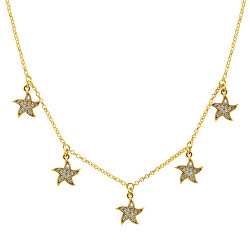 Štýlový pozlátený náhrdelník so zirkónmi Hviezdičky NCL13Y
