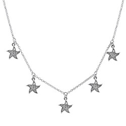 Štýlový strieborný náhrdelník so zirkónmi Hviezdičky NCL13W