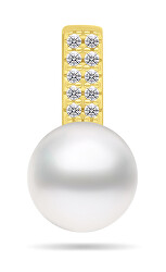Třpytivý pozlacený přívěsek s pravou perlou a zirkony PT90Y