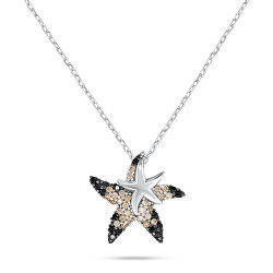 Trblietavý strieborný náhrdelník Morská hviezdica NCL163WBC