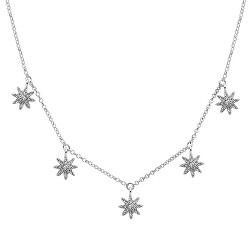 Třpytivý stříbrný náhrdelník s čirými zirkony NCL14W