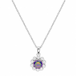 Trblietavý strieborný náhrdelník s dúhovým topazom Mystic Stone SP04453A (retiazka, prívesok)