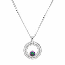 Zářivý stříbrný náhrdelník s duhovým topazem Mystic Stone MP04957A (řetízek, přívěsek)