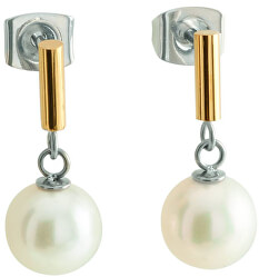 Nádherné titanové náušnice s pravými perlami 05043-02