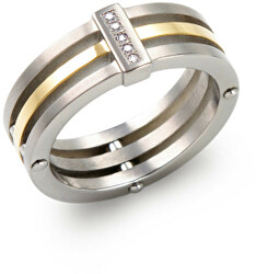 Pozlacený titanový prsten s diamanty 0126-02