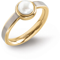 Pozlacený titanový prsten s perlou 0137-03